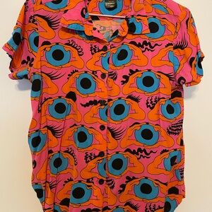 Nooworks x-large eye print button up shirt
